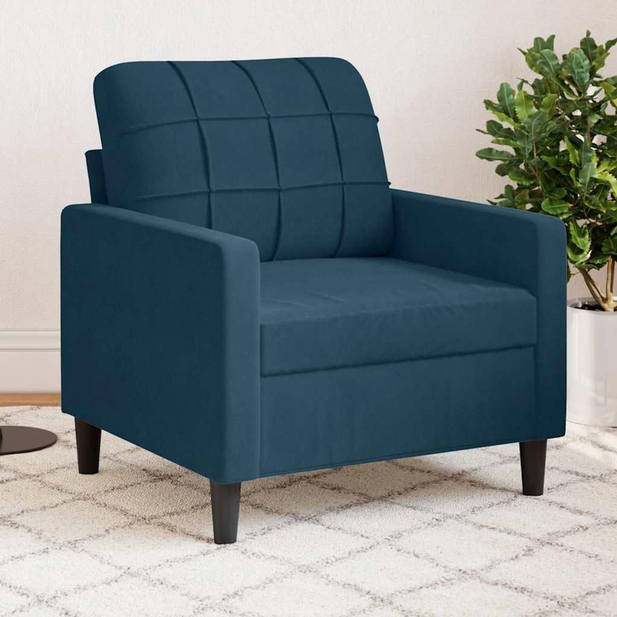 Velours stoel fluweel blauw 60 cm met metalen frame en gevoerde zittingen voor woonkamer en ontspanning