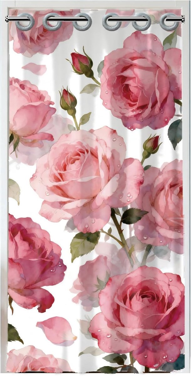 patroon met roze rozen deurgordijn, opvouwbare ruimteverdeler-gordijnen voor deurdecoratie thuis of in restaurant, 200 x 100 cm