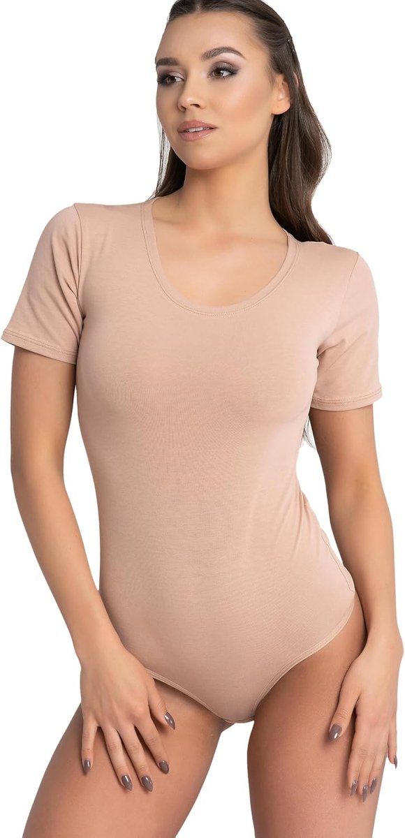 Bodysuit voor dames, korte mouwen, van katoen.