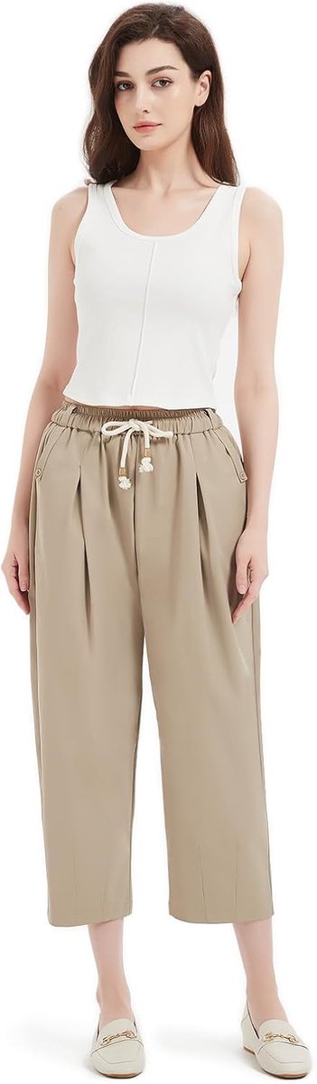 7/8, elastische tailleband met trekkoord, praktische zijzakken, licht, ademend en comfortabel, ideaal voor zomer, vakantie en vrije tijd G82877