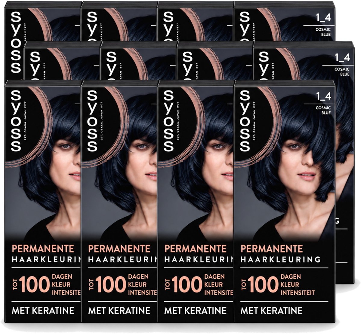 12 x SYOSS - Coloration 1-4 Cosmic Blue - Haarverf - Grijsdekking - Vermindert Haarbreuk - Voordeelverpakking - 12 stuks