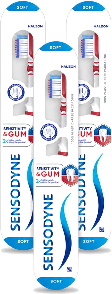 3 x Sensodyne - Tandenborstel - Gevoeligheid & Tandvlees - Tandvlees Versterkend - 1 tandenborstel - Bulkverpakking - 3 stuks
