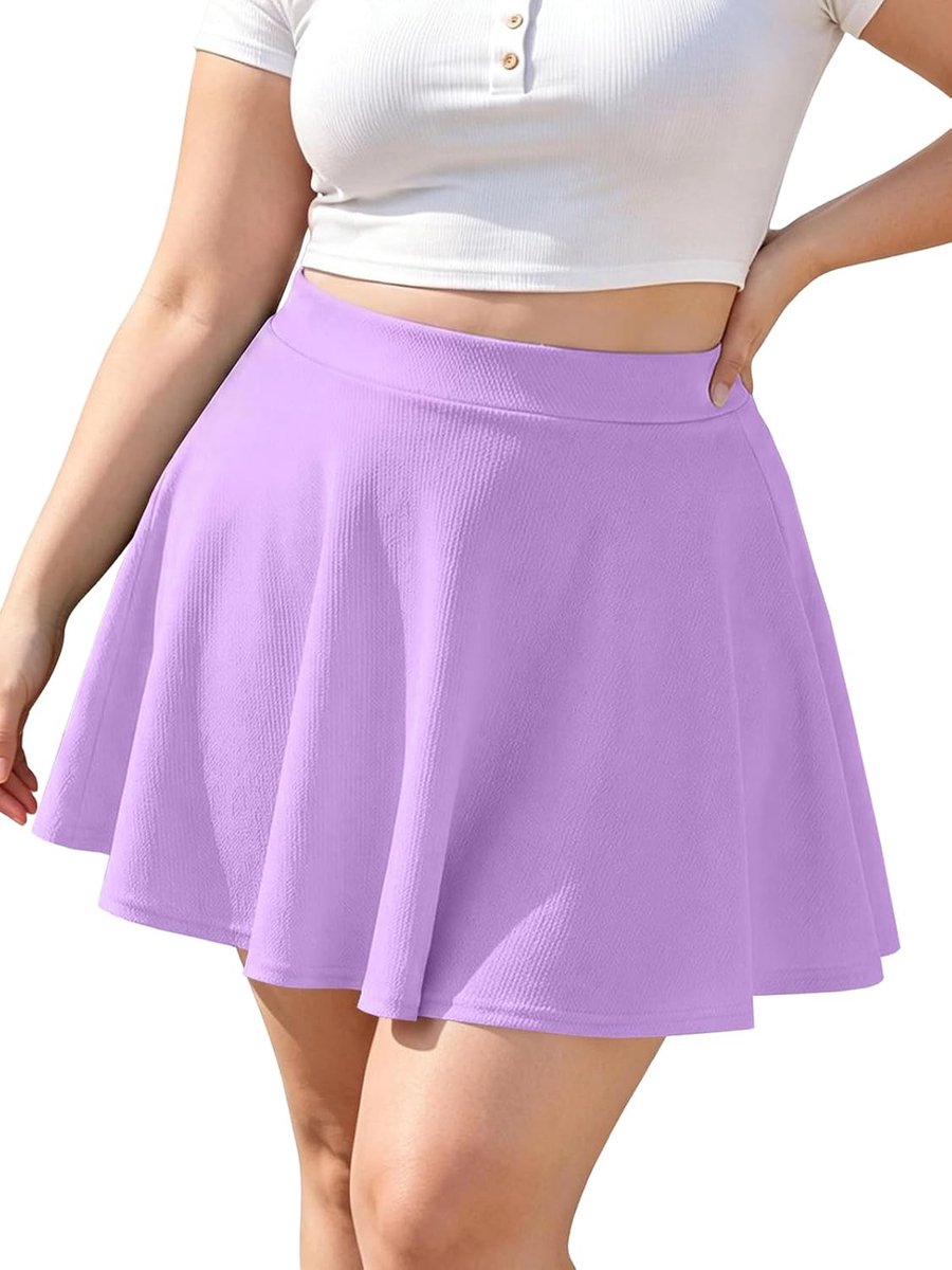 Wood Dames Rok Korte Basis Minirok met Elastische Hoge Taille Plissé Elegante Pull On Skirts Grote Maten