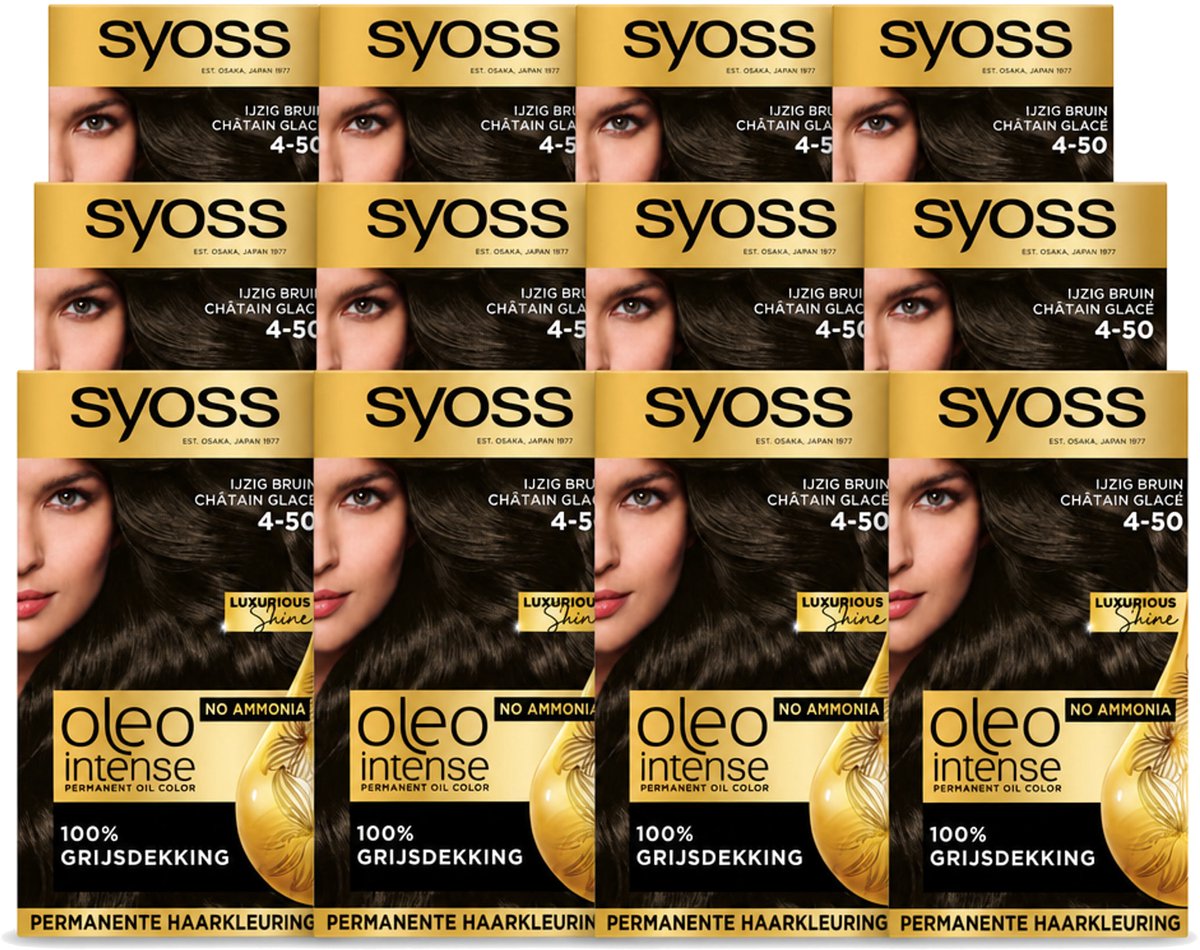 12 x SYOSS - Oleo Intense 4-50 - Haarverf - Permanente Haarkleuring - Ijzig Bruin - Langdurige Kleur - Voordeelverpakking - 12 stuks
