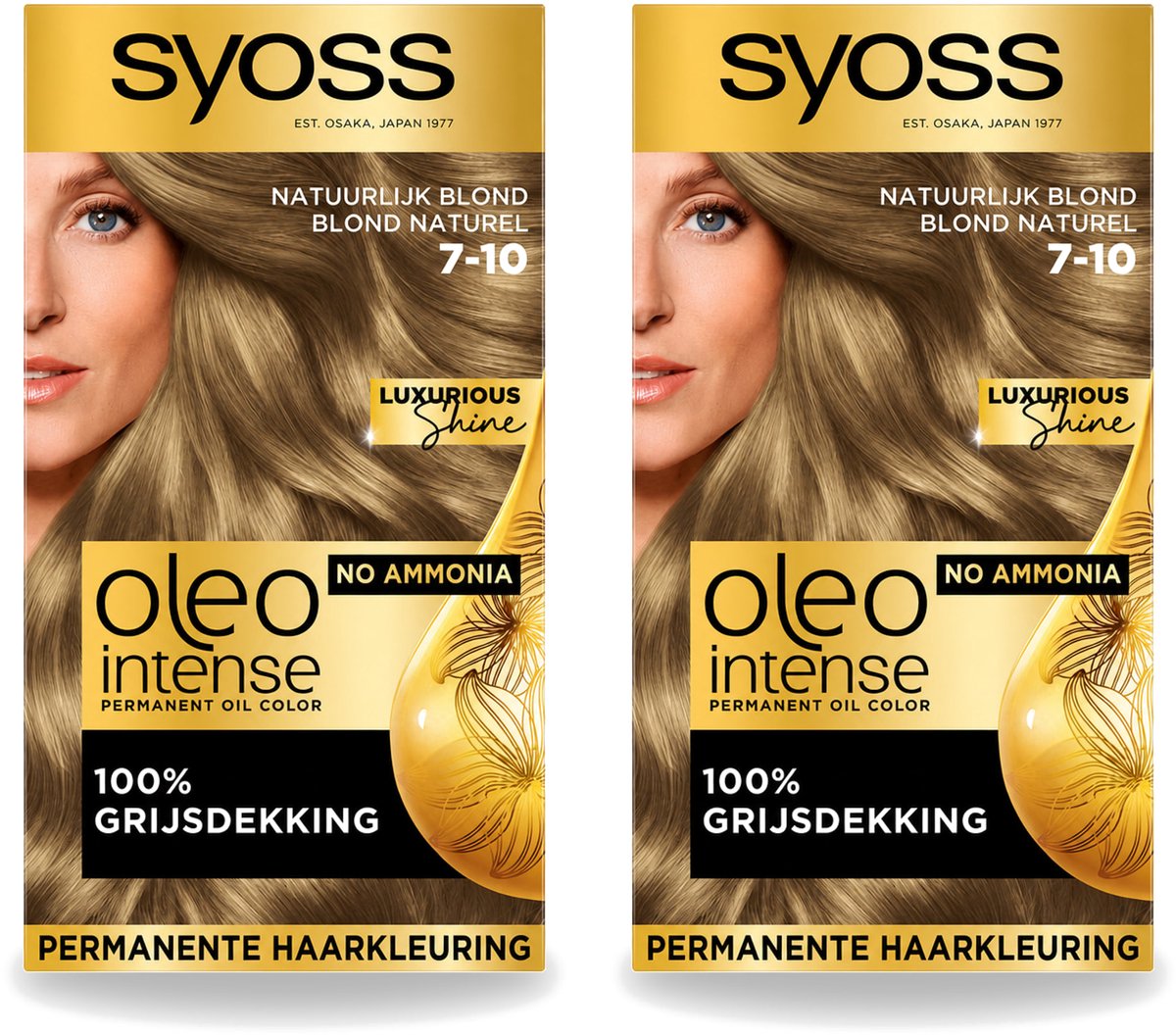 2 x SYOSS - Oleo Intense 7-10 - Haarverf - Permanente Haarkleuring - Natuurlijk blond - Langdurige Kleur - Voordeelverpakking - 2 stuks