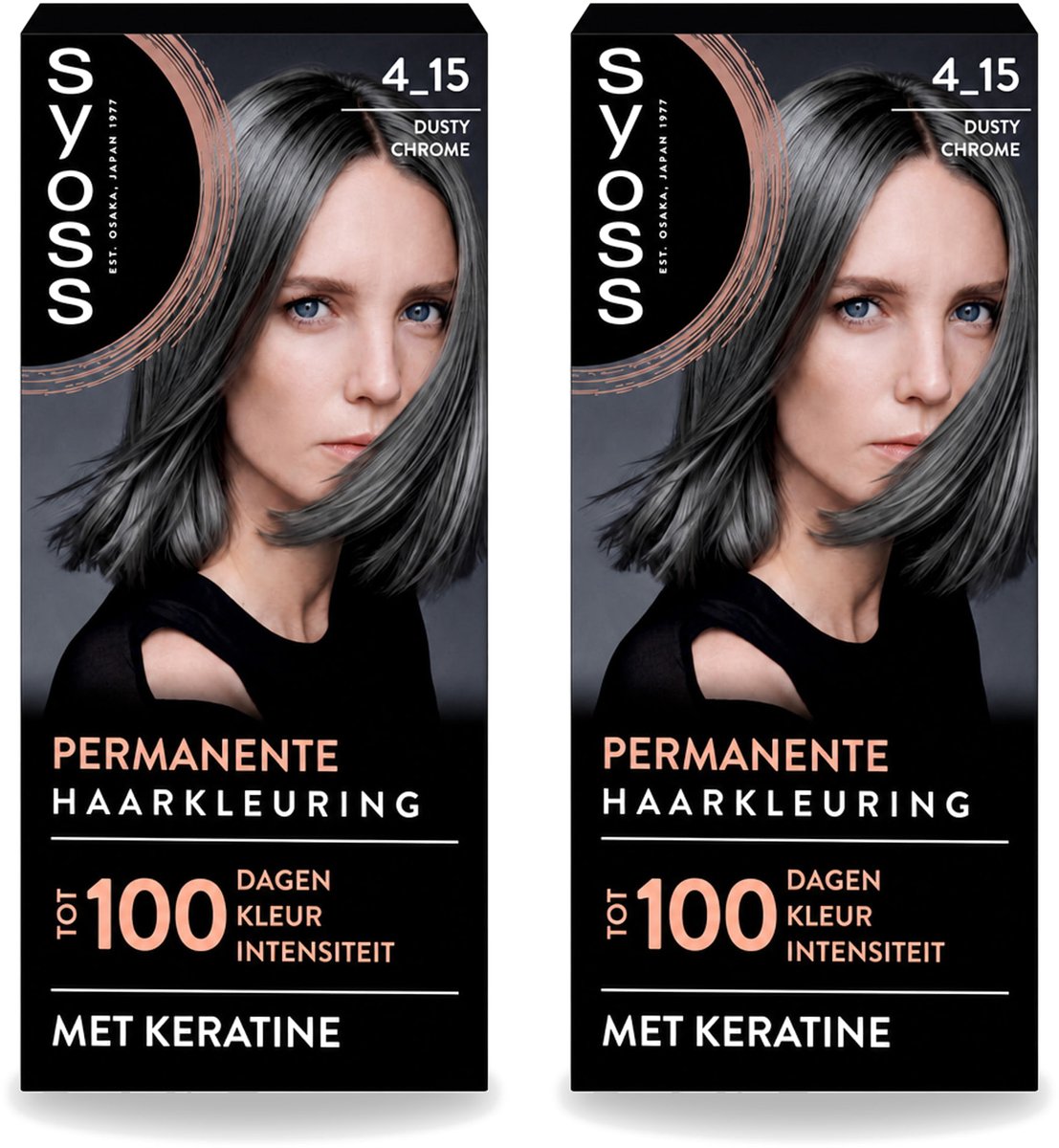 2 x SYOSS - Coloration 4-15 Dusty Chrome - Haarverf - Grijsdekking - Vermindert Haarbreuk - Voordeelverpakking - 2 stuks