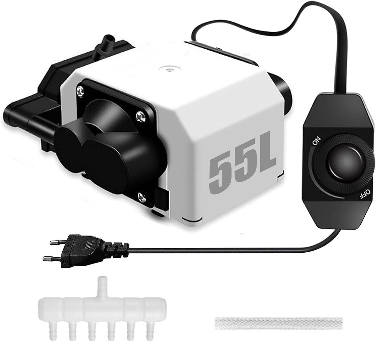 Assist, persluchtpomp voor lasergraveermachine en graveermachine, instelbare luchtstroom van 55 l/min, 25 W, 220 V, voor lasersnijders, lage geluidsontwikkeling