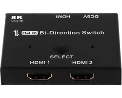 8K HDMI-switcher/splitter bidirectioneel 2-in-1-uit 8K/60Hz aluminium Ultra HD HDMI-hub compatibel met PS5/4 Xbox Roku Fire Stick