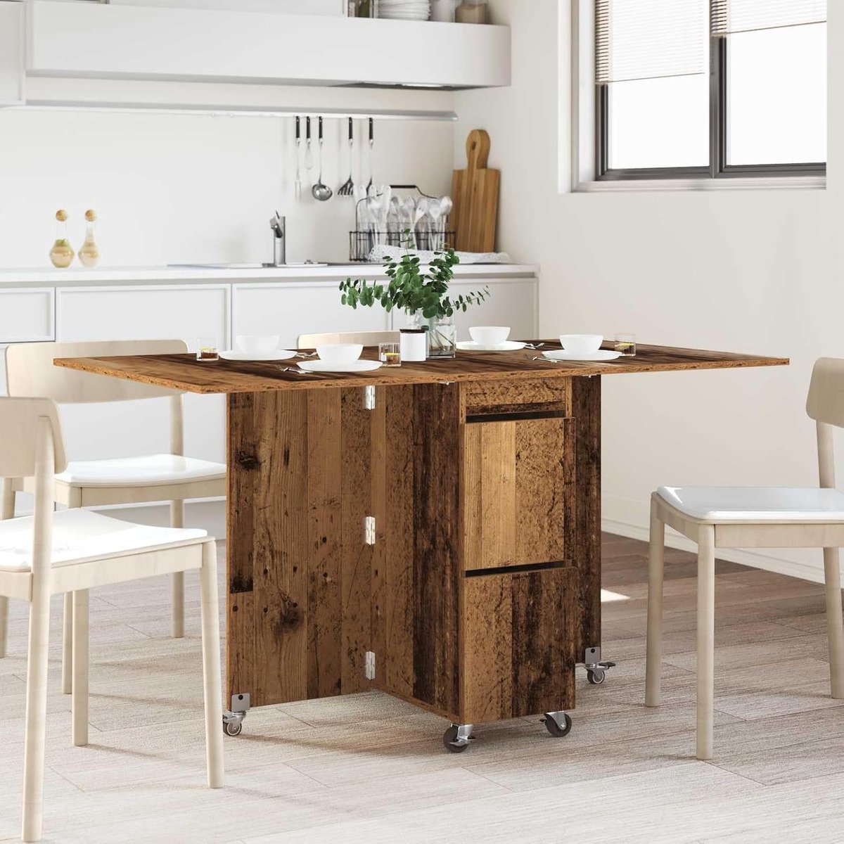 Hout uitschuifbare eettafel 140x80 cm oud hout