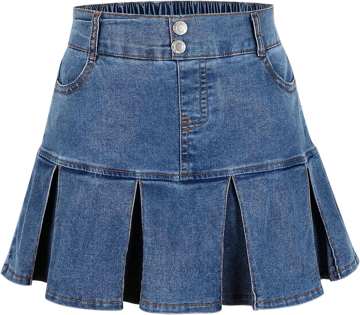 Jeansrok voor meisjes, denim rok met broek, zomer, jeansrok, vintage, plooirok, baggy broekrok, hoge taille, mini-rok, A-lijn, zomerrok