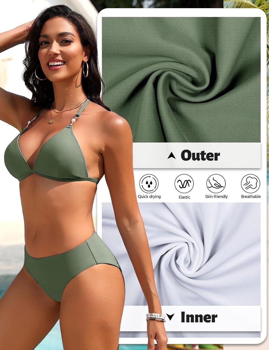 Dames Badmode Driehoekig Badpak Dames Zee Tweedelig Push Up Sexy Halter Bikini Set Gevoerd Verstelbaar Zwempak Tankini Zwemkleding