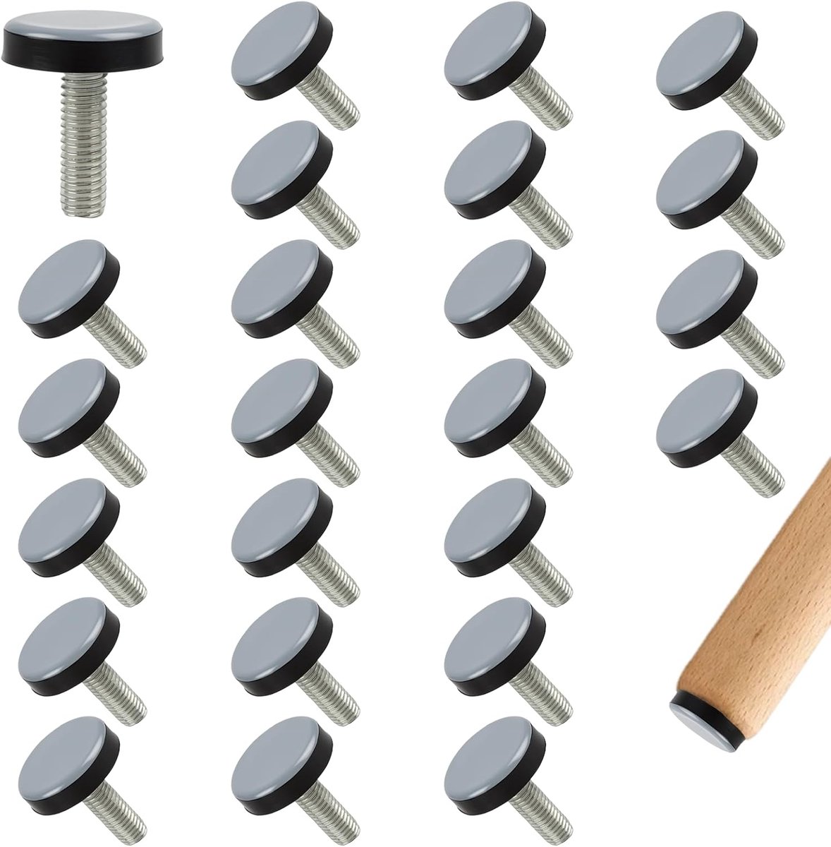 24 stuks teflon meubelglijders 25 mm met schroefdraad M8