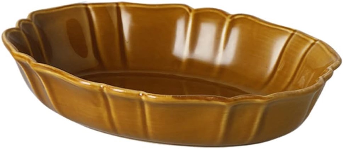 Retro fruit salade plaat, huishoudelijke gegrilde vis lade kant ovale schotel, hoge temperatuurbestendige grote keramische kom Fruit Bowl (Color : C)
