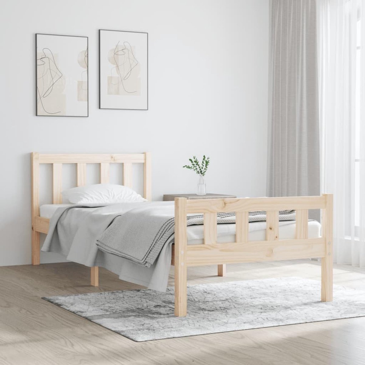Bed tweepersoonsbed massief houten bed 75x190 cm 2FT6 Small Single Geschikt voor familiekamers