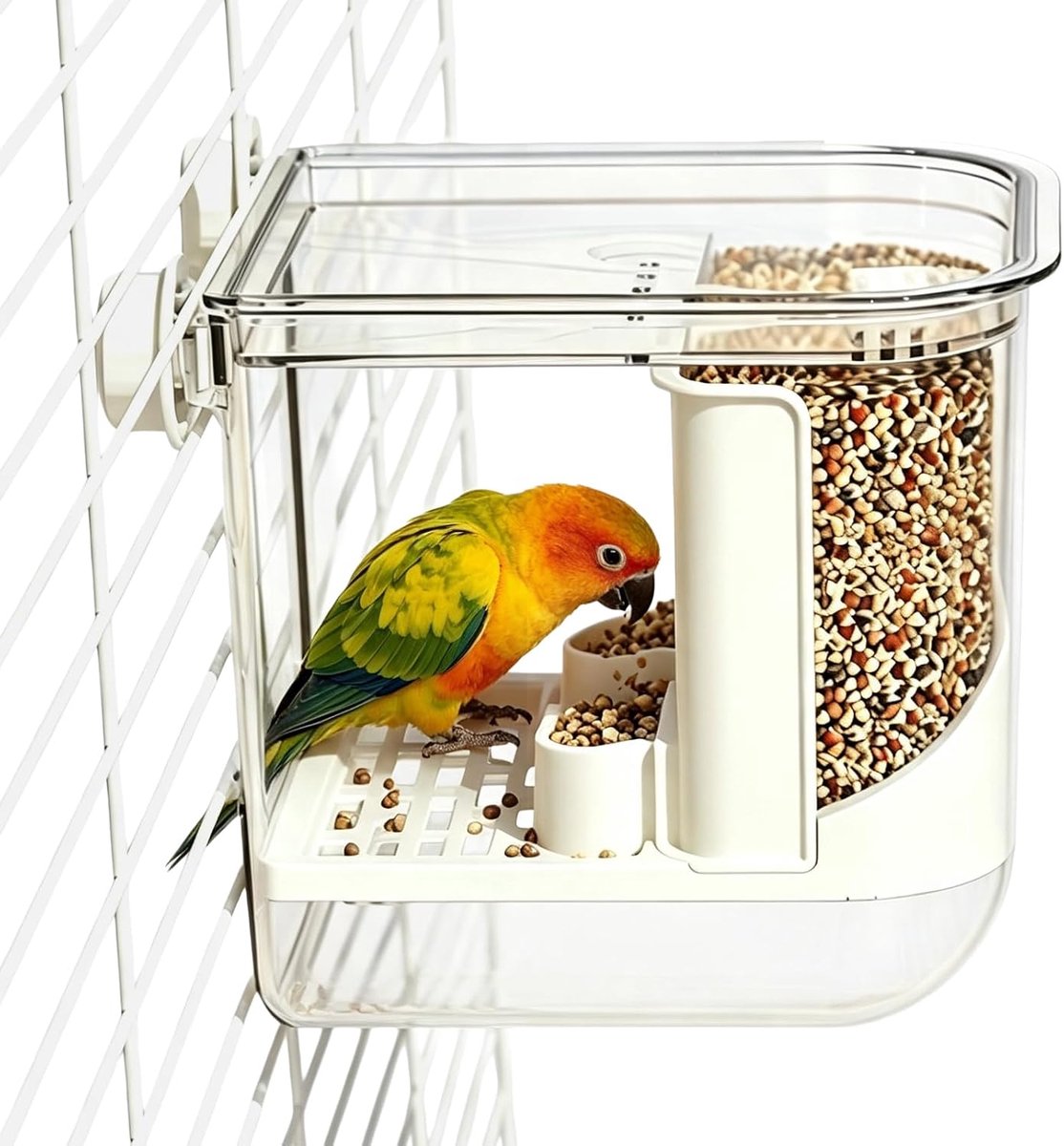 Vogelbad voor kooi, automatische kooi vogelvoeder, hangend vogelbad voor kleine en middelgrote vogels, vogelvoederhuis, papegaaien, kanaries, nimfen