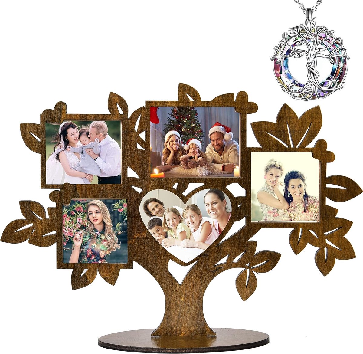 Houten fotolijst voor tafel, cadeau-ideeën voor verjaardag, vriend, moeder, Valentijnsdag, vriendin, tafelhart