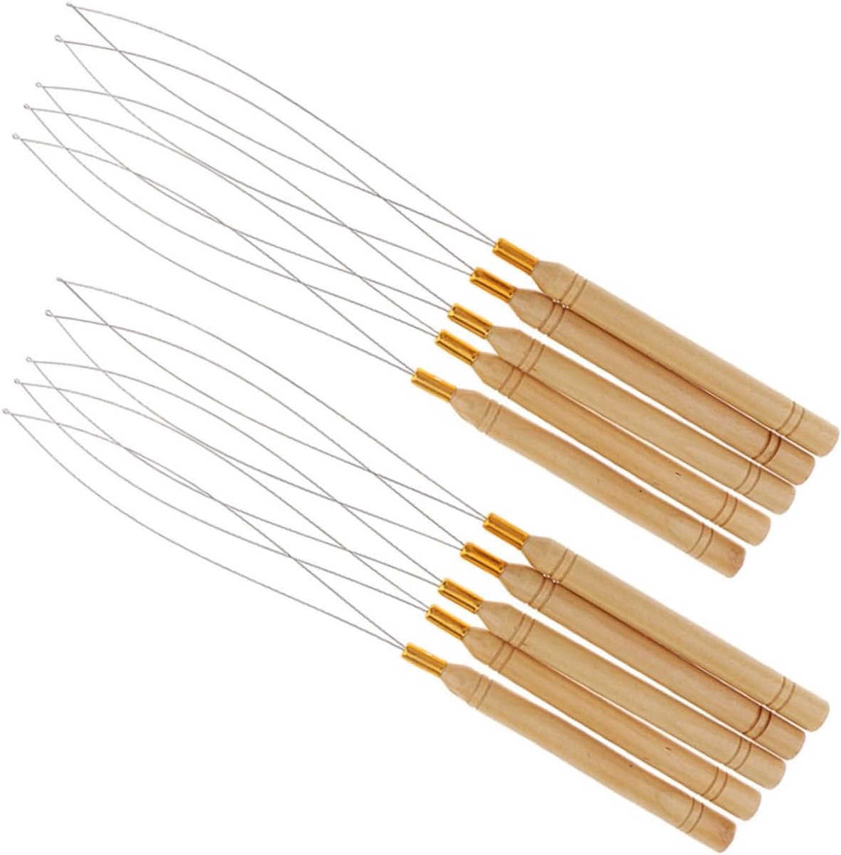 10 stuks Delige Haarverlenging Haaknaald met Roestvrijstalen Naalden Handvat Lichtgewicht Slip Geschikt voor Micro Kralen Buizen Praktisch Accessoire