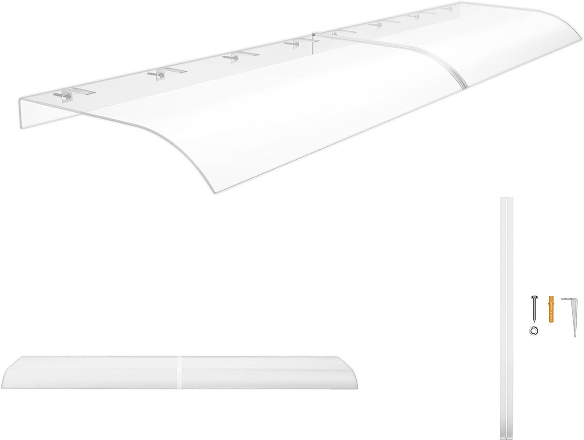 Luifel voor huisdeur, overkapping, 50 x 200 cm, deurdak van transparant PET, 3,5 mm dik, terrasdak, regenbescherming en uv-bescherming, huisdeurluifel voor deur, raam, balkon, garage, terras
