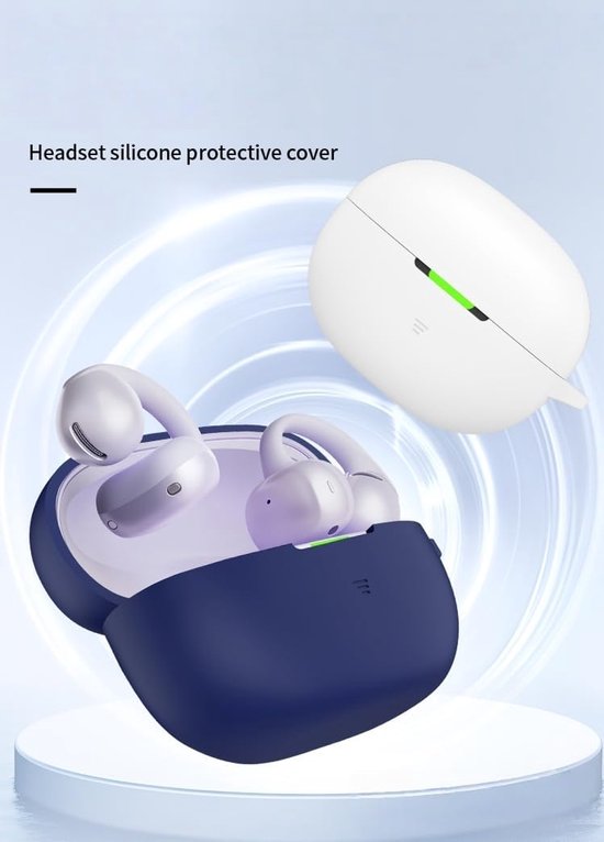 Compatibel met SHOKZ OpenDots Air, schokbestendige siliconen beschermhoes [zichtbare led voorkant] compatibel met SHOKZ OpenDots Air, donkerblauw — afbeelding 2