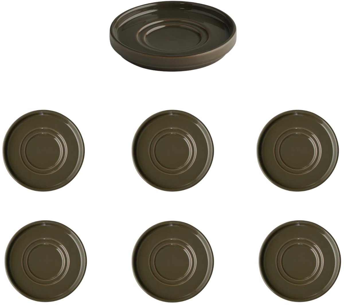 APS The Grid Schoteltjes - Luxe Koffie Onderzetters - Schotelset - Bruin - Stapelbaar - 12,5 cm (6 Stuks)