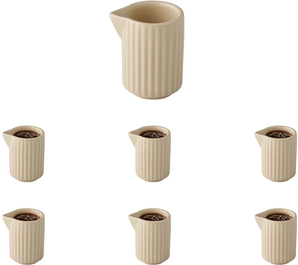 APS The Grid Melkkan - Melk kannetje van Porselein - Zand Beige - 40 ml (6 stuks)