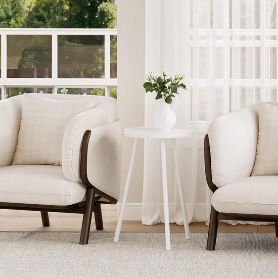 bijzettafel voor bank, dranktafel, miniruunder tafel, salontafel, snacktafel voor kleine ruimtes, woonkamer, slaapkamer, sofa LET520W (wit) — afbeelding 4