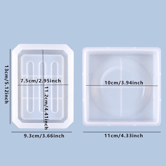 Mallen Soap Dish Resin Mold Dienblad Siliconen Mal Schotel Epoxy Gietvorm voor Opslag Sponzen Oorbel Houder Plaat — afbeelding 5