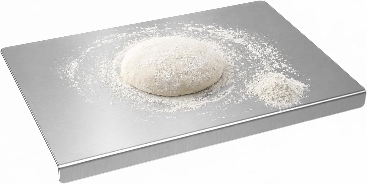 Snijplank met rand, 30 x 40 cm, roestvrij staal, werkblad, snijplank, keukenplaat, roestvrijstalen plaat, pastaplank voor vlees, fruit, groenten, deeg