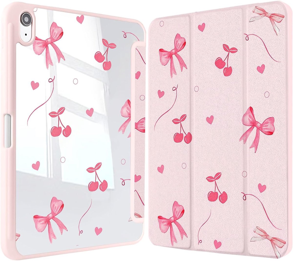Beschermhoes voor iPad (A16) 11e generatie 11 inch 2025/10e generatie 10,9 inch 2022, 11 en 10,9 inch trifold beschermhoes met potloodhouder en automatische slaap/wek, vlinderstrikken