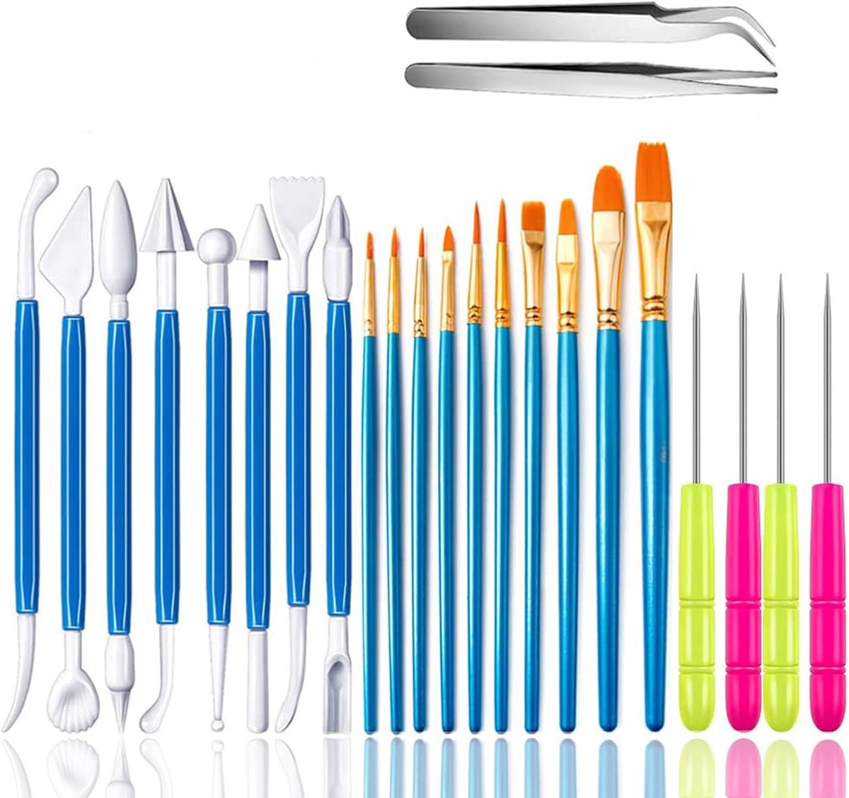 24 Stks Cookie Gereedschap Kit Cake Zoete Decorating Borstel Scribe Tool Suiker Roer Naald Modellering Tool Pincet voor Sprinkles Elleboog en Rechte