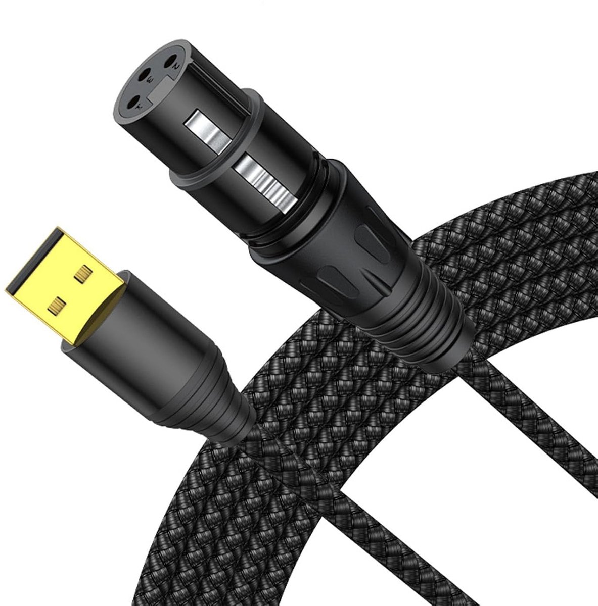 Naar USB-microfoonkabel 1,5 m met DAC audio-adapter, XLR-aansluiting naar USB-stekker voor dynamische microfoons, plug & play opnamekabel voor pc, laptop, streaming, podcast studio
