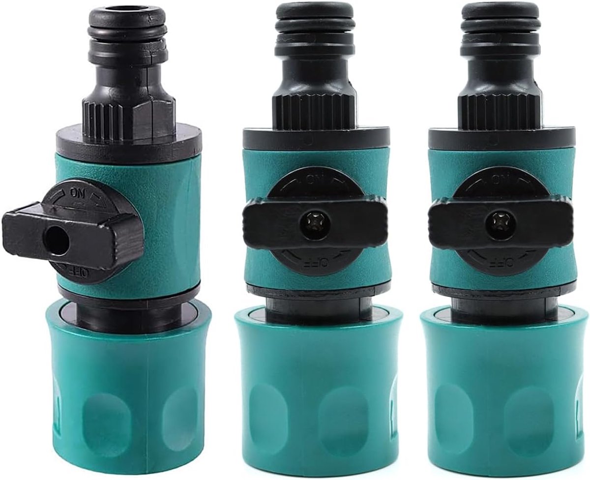 3 STKS Tuinslangkoppeling Snelslangkoppelingen met afsluiter voor 1/2 inch waterslang