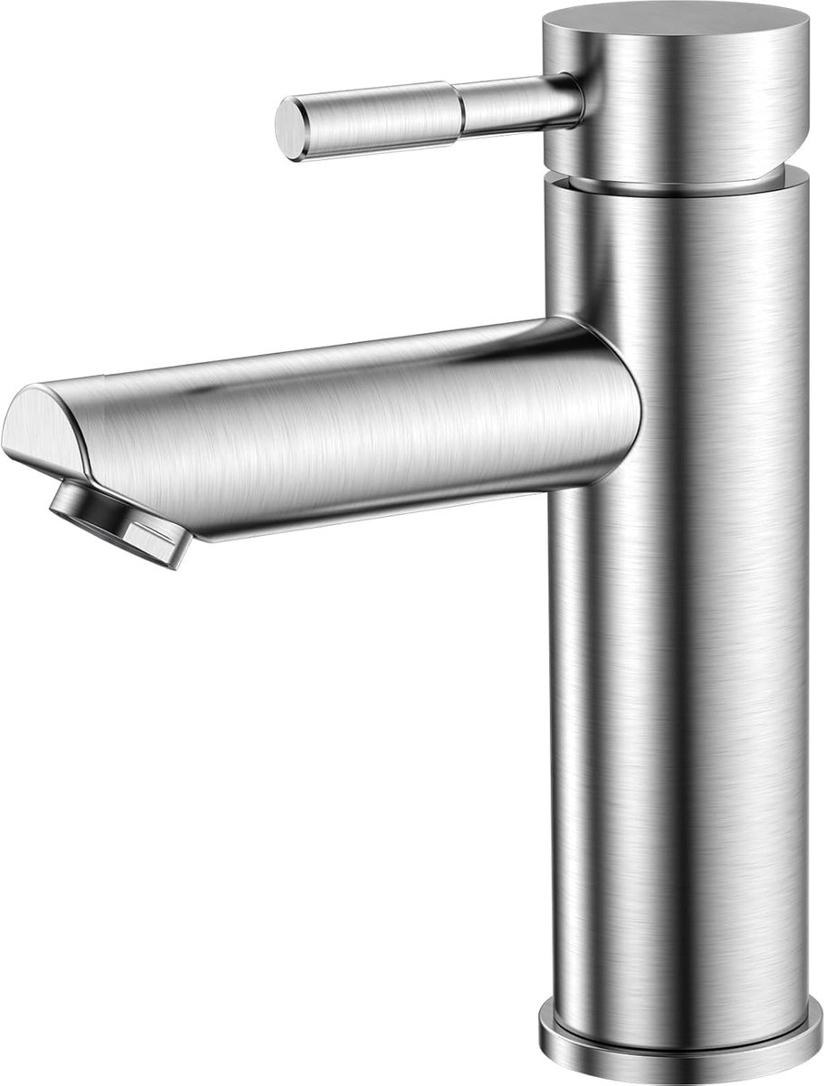 Kraan voor wastafel en badkamer, eengreepsmengkraan met slang, aansluiting 60 cm, warm en koud water, verstelbaar, eenvoudige installatie
