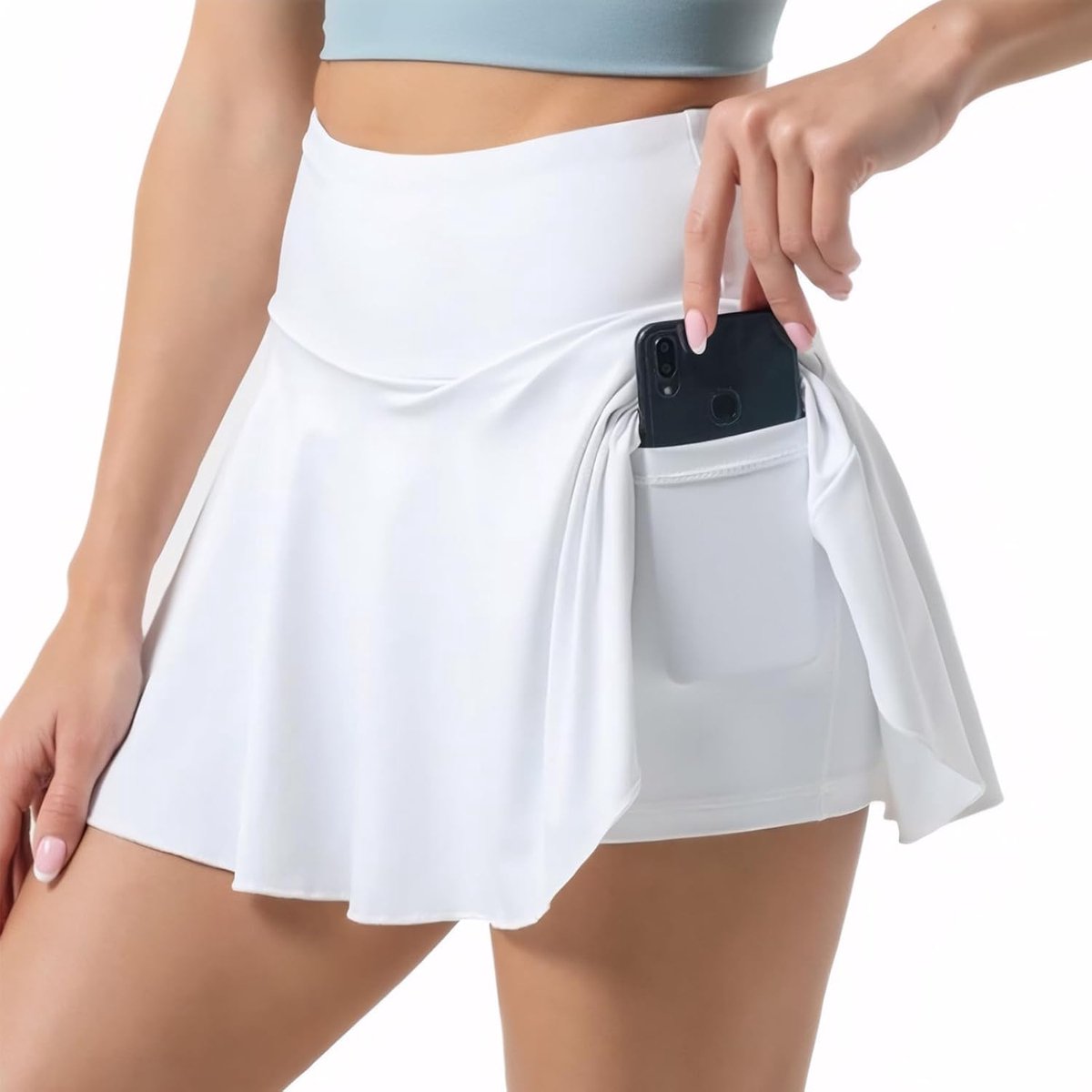 Tennisrok voor dames met shorts en zakken, sportrok, golf, 2-in-1, hoge taille, korte rok, elastisch, joggen, training, tennisrok, zomer, sport, mini-rok, hardlopen, casual