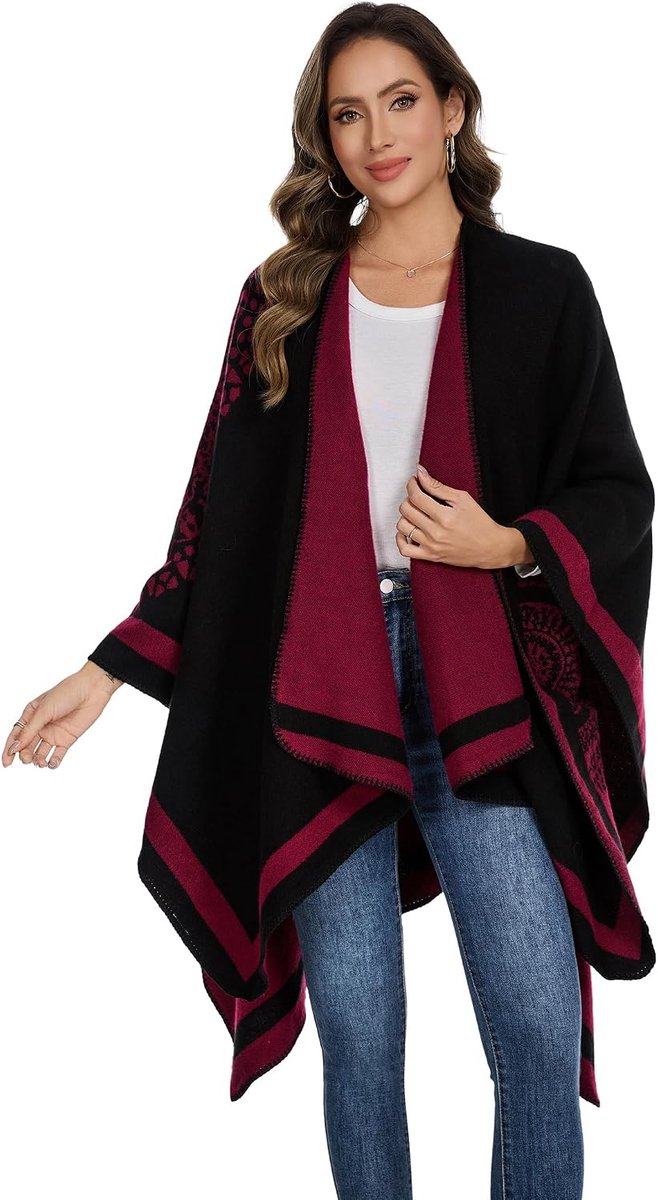 Poncho voor dames, winter, warm, elegant, poncho, deken, poncho, cape, gebreide poncho, mantel, winter, poncho, sjaal, cadeau voor verjaardag of Kerstmis