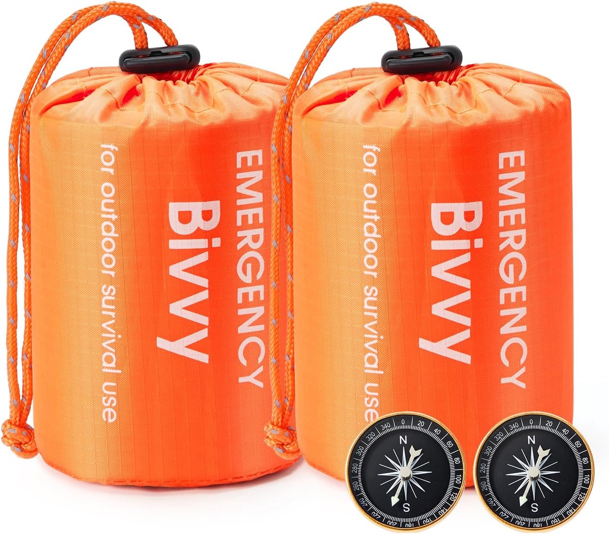 Bivakzak, nooddeken, slaapzak, survival, bivakzak, ultralicht, waterdicht, kou en hittebestendig, met kompas, voor outdoor, kamperen, wandelen