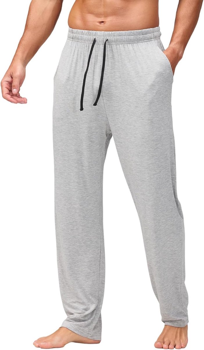 Coulee Pyjamabroek voor heren, lange lichte pyjamabroek, ademende vrijetijdsbroek, zachte relaxbroek met zakken