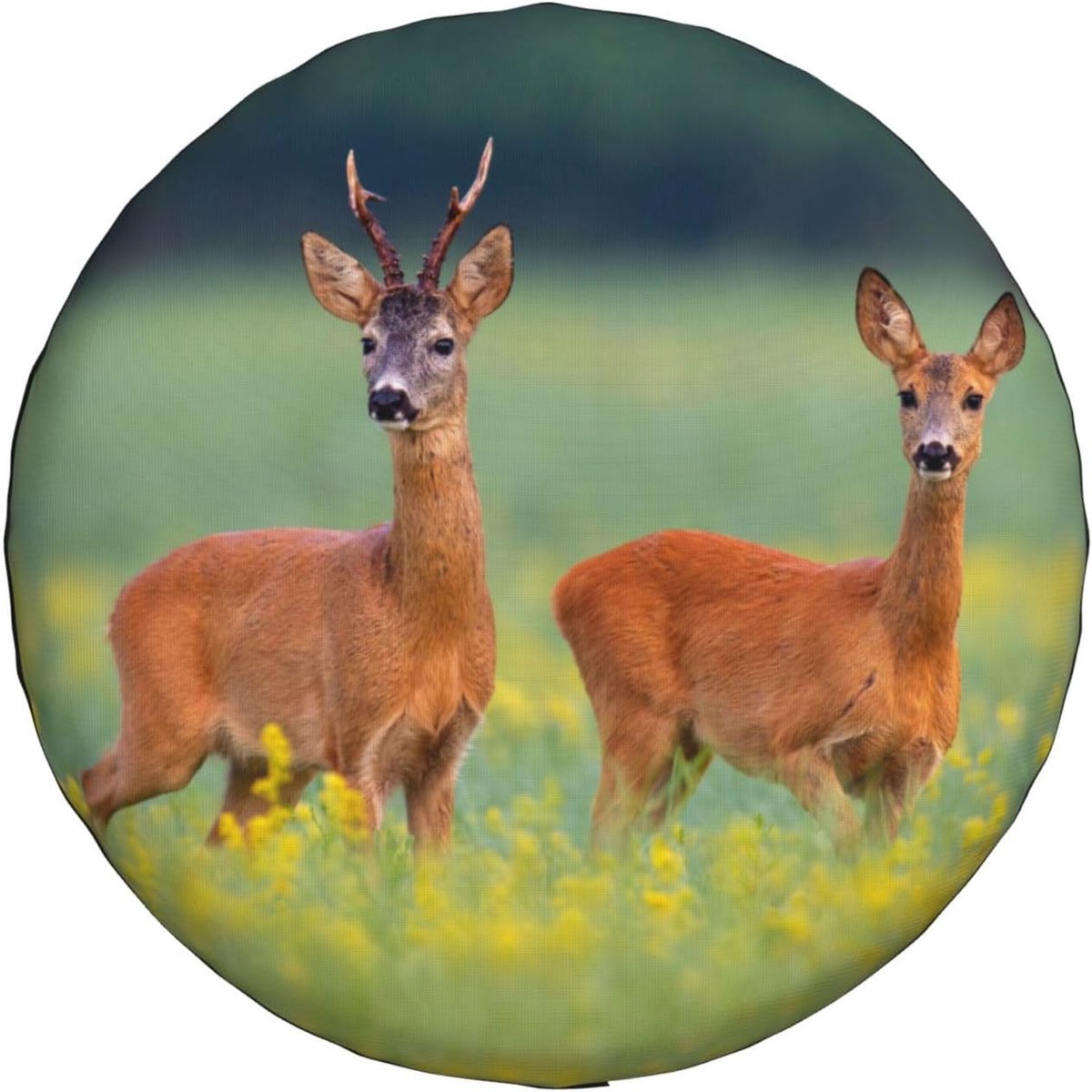 Reservebandhoes, reeën gele wilde bloemen print, waterdichte stofdichte wielhoezen bandentas 35,5 cm