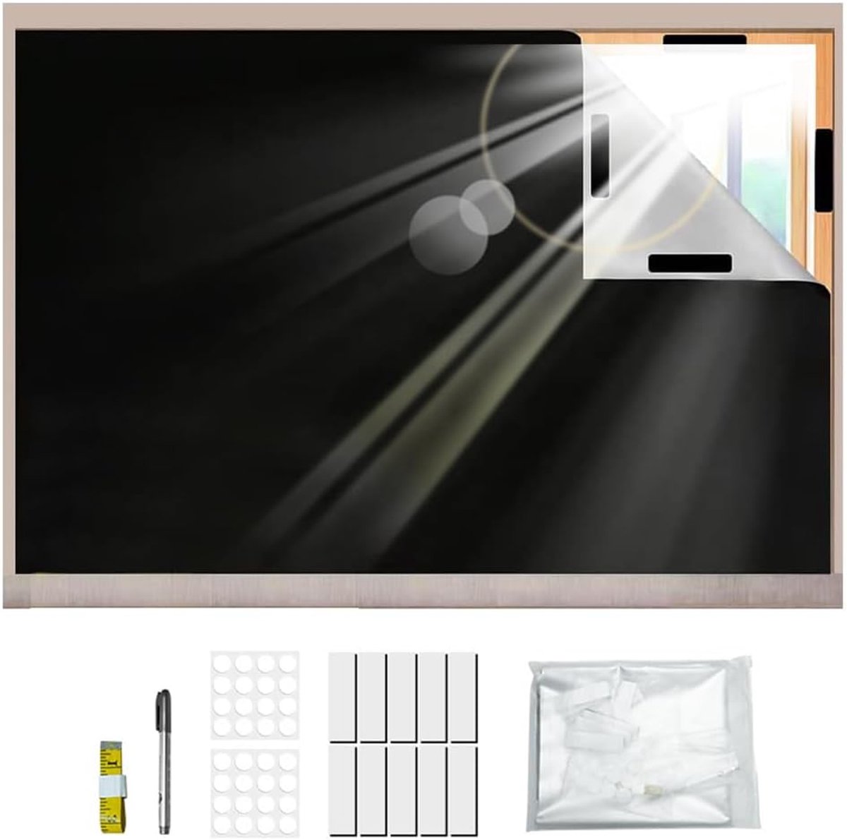 Rolgordijn, 200 x 145 cm, verduisterend rolgordijn zonder boren, ondoorzichtig, zonwering, dakraam, verduistering, verduisteringsstof, hittebescherming, voor slaapkamer, camper, auto