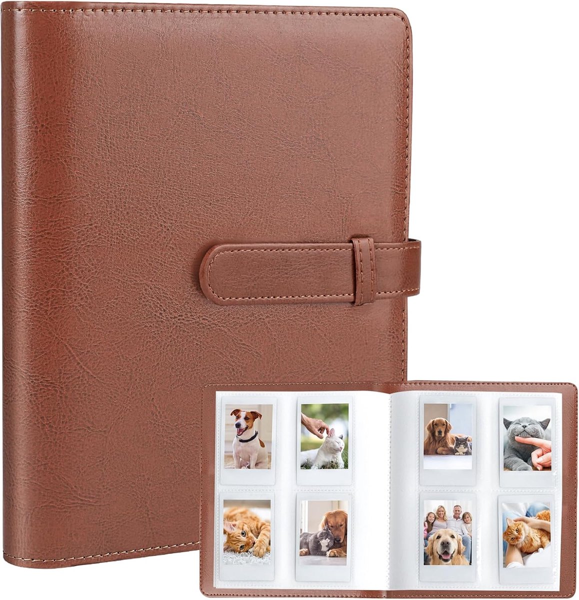 256 vakken Fotoalbum Fotokaart Binder Houder voor Fujifilm Instax Mini LiPlay 11 12 9 8+ 8 7S Instant Camera Printer (Bruin)