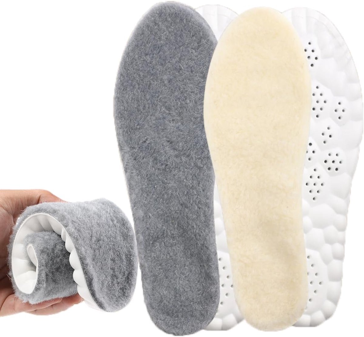 2 paar lamswollen inlegzolen winter thermische binnenzool comfort inlegzolen voor dames en heren (43-44)