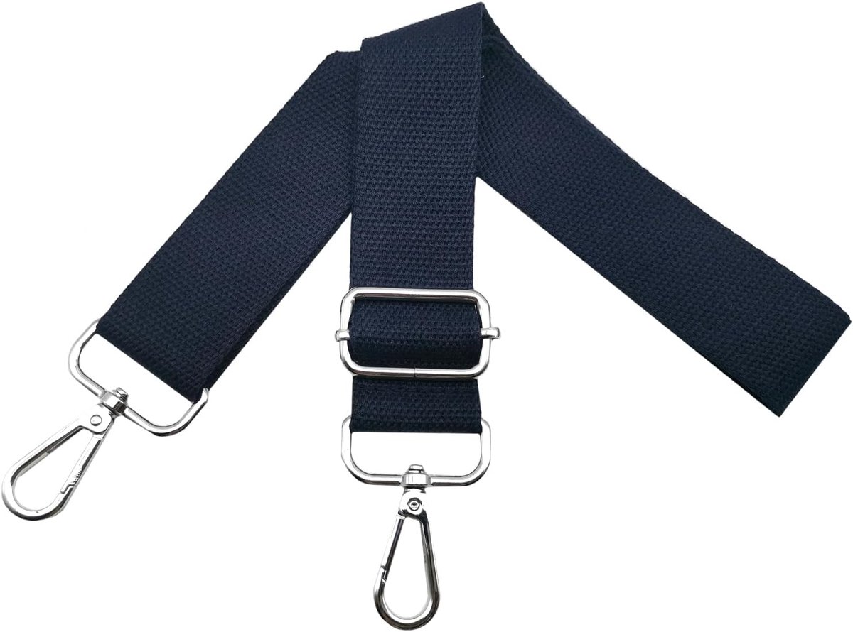 Tasriemen om te wisselen, schouderriem, tas, tasriem, verstelbaar, breed, 3,9 cm, met zilveren karabijnhaak, draagriem voor handtassen, dames, tasband, tassen, marineblauw, Q4
