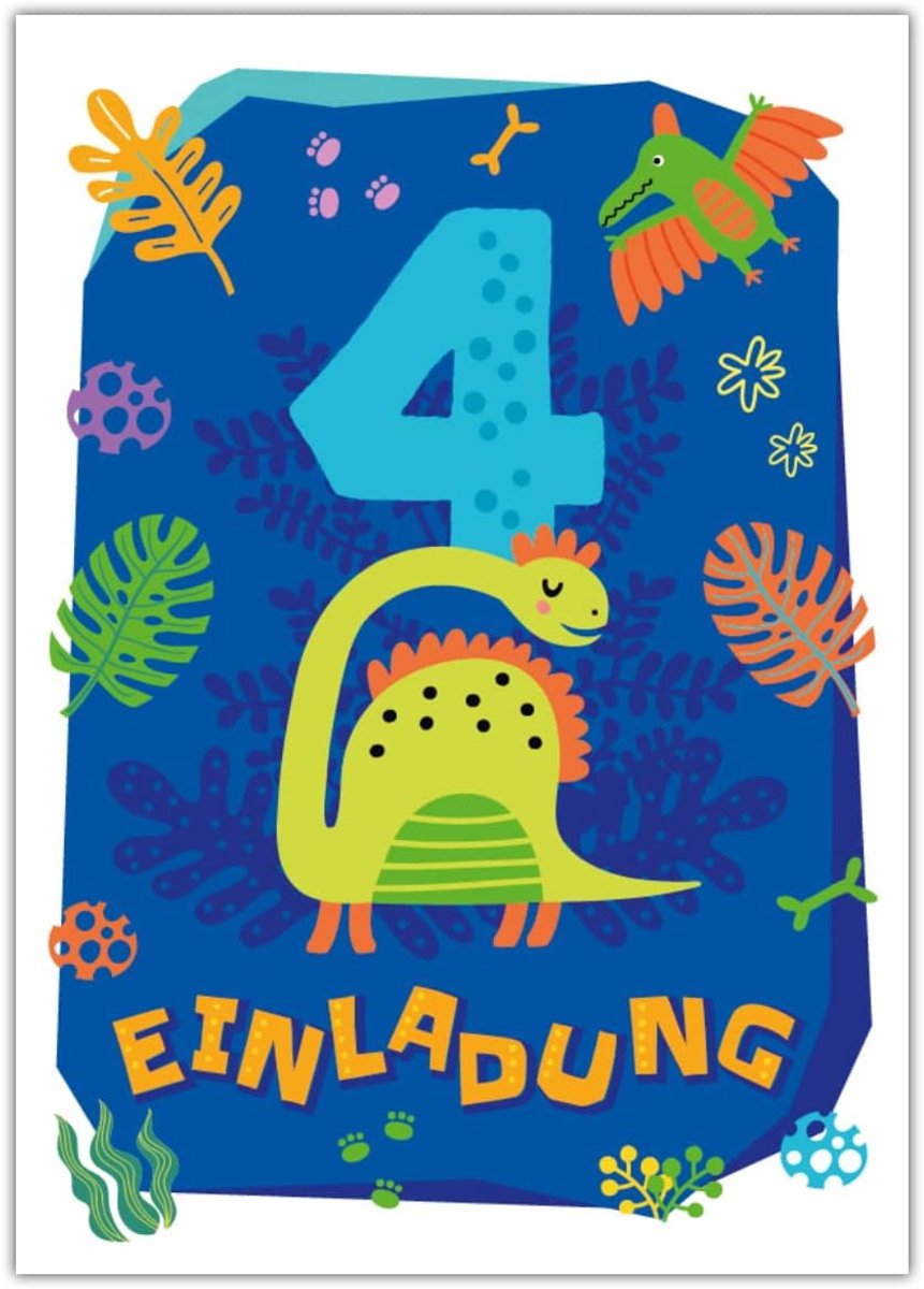 12 uitnodigingskaarten voor de 4e verjaardag verjaardag vierde verjaardag jongens dinosaurus dino verjaardagsuitnodigingen
