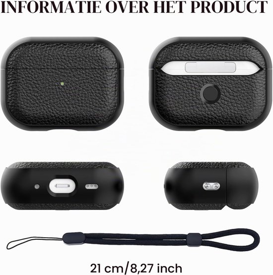 Beschermhoes compatibel met Airpods Pro 3 met reinigingsset, beschermhoes van TPU compatibel met Airpods Pro 3e generatie, case met polsband, textuur ontwerp (donkerblauw) — afbeelding 2