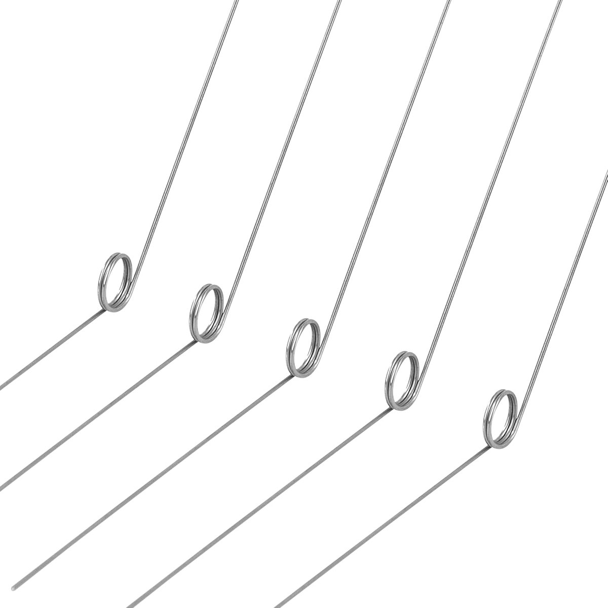 Torsieveren van roestvrij staal draaddiameter 0,5 mm binnendiameter 5 mm armlengte 50 mm hoek 135° 2 omwentelingen rechtsrotatie 0,5 x 5 x 50 mm
