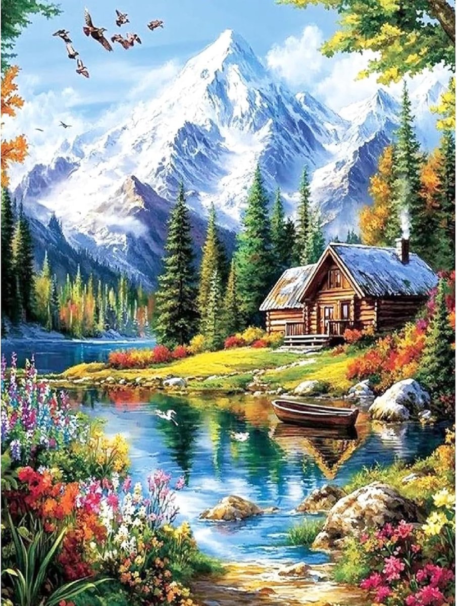 Pueblo Diamond Painting Art Kits vleermuis voor volwassenen, pompoenhuis en landschap, glas, diamantschilderij met kristallen door principessen, decoratie huis, 30 x 40 cm