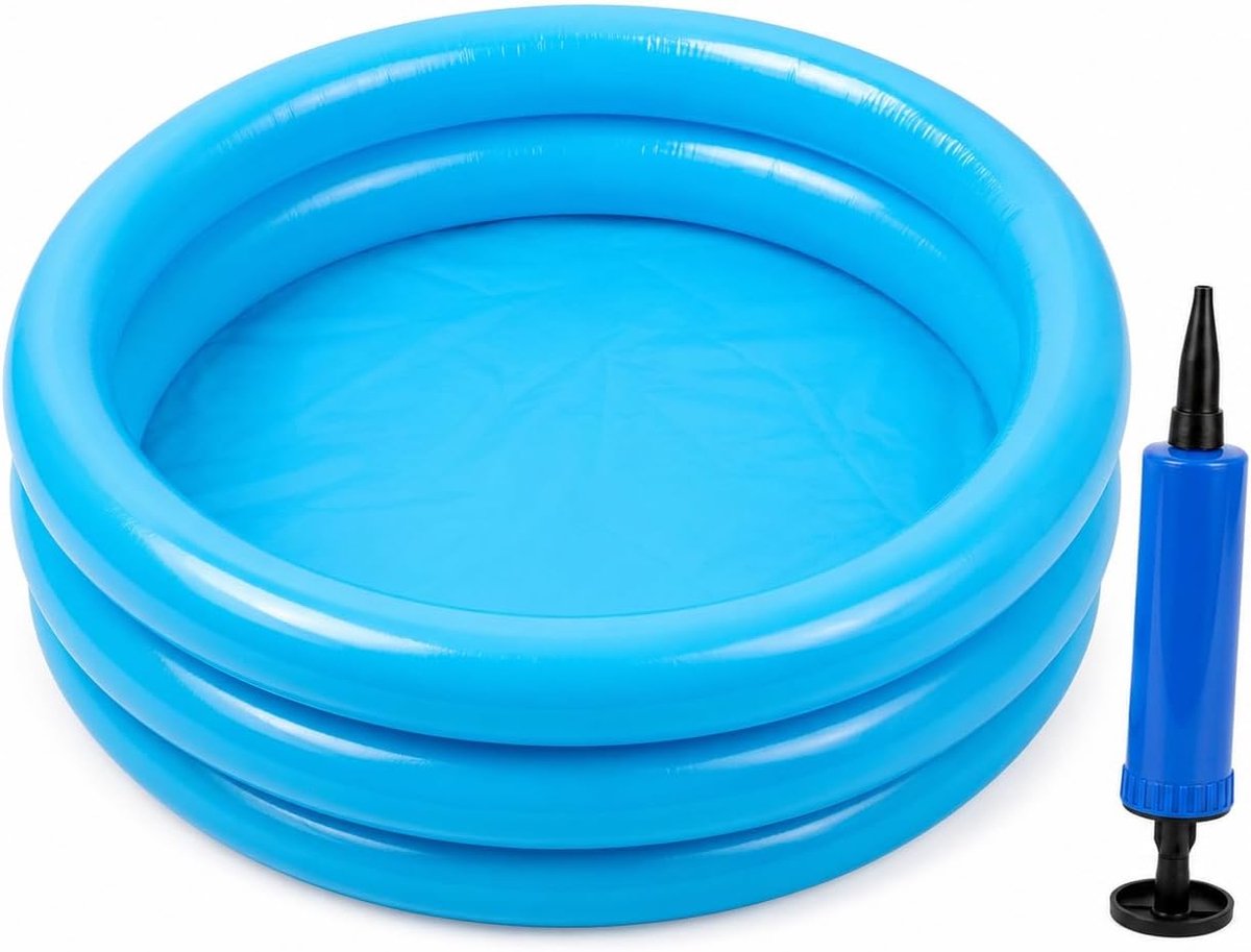 Opblaasbaar babyzwembad, 60 cm, mini-zwembad met handpomp, klein zwembad voor balkon, tuin, reizen en opslag