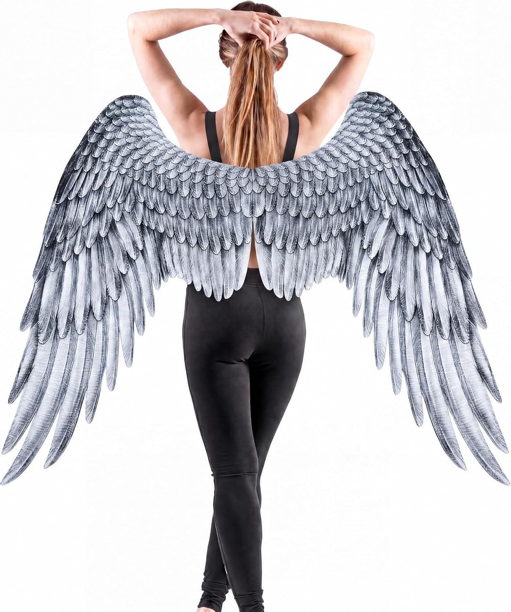 3D Engel Vleugels voor Halloween Kostuum Accessoires - Fleece Feestvleugels voor Carnaval en Cosplay voor Volwassenen in Zwart