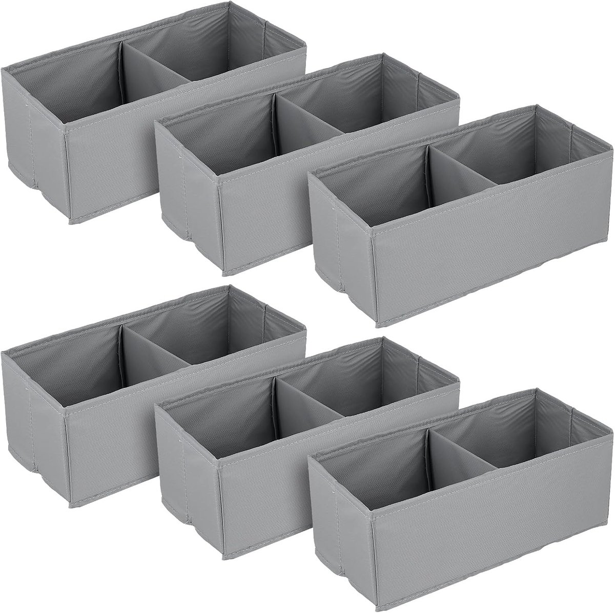 6 stuks kledingkast-organizer, opvouwbare laden, 28 x 13 x 10 cm, opbergsysteem, opvouwbare stoffen opbergdoos, kledingkast, organizer, stoffen dozen voor ondergoed, sokken