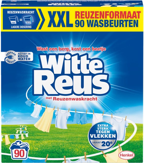 Witte Reus Waspoeder Wasmiddel - Witte Was - 90 Wasbeurten - Grootverpakking